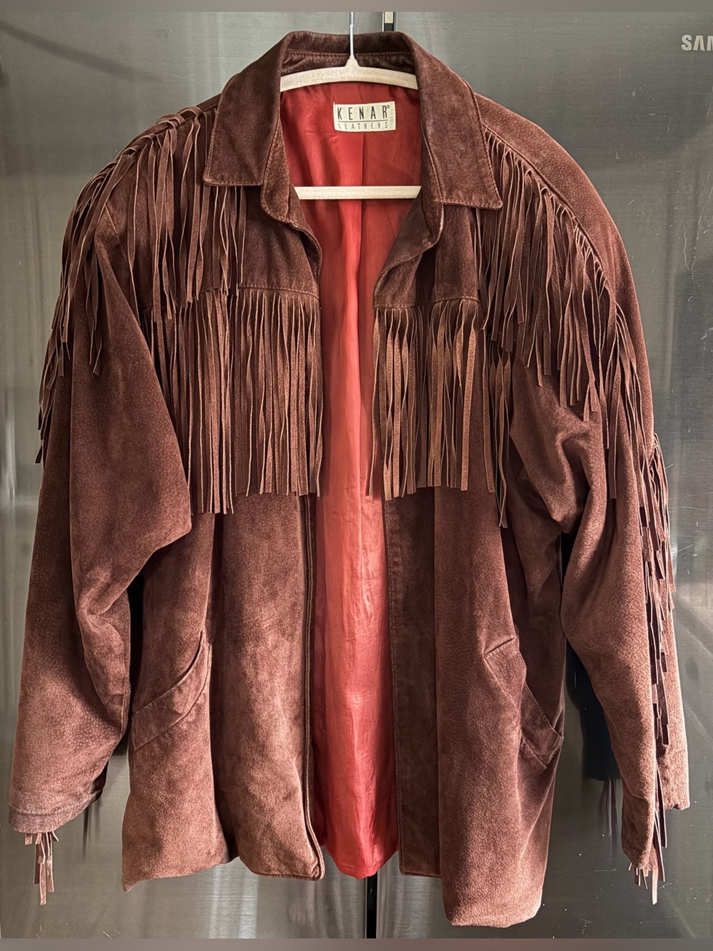 80s Kenar Leathers Brown Suede Fringe Western Jacket Boho Festival Rodeo Style